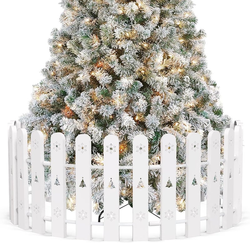 DEROFIT Christmas Tree Fences: 35 Pieces 16.5" Tall White DIY Christmas Tree Gate Picket Fence Border for Xmas Holiday Party Decoration - 4.6 x 16.5 Inches Decorative Plastic Tree Barrier - Image 1
